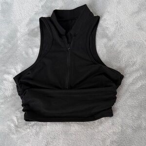 SHEIN Black Zip-Up Crop Top